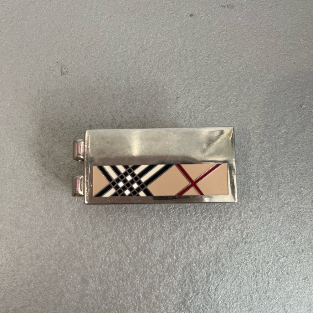Burberry Silver-Tone Wide Nova-Check-Patterned Tie Bar